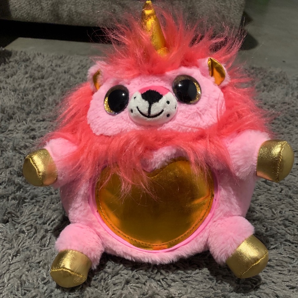 Rainbocorns pink lion plushy